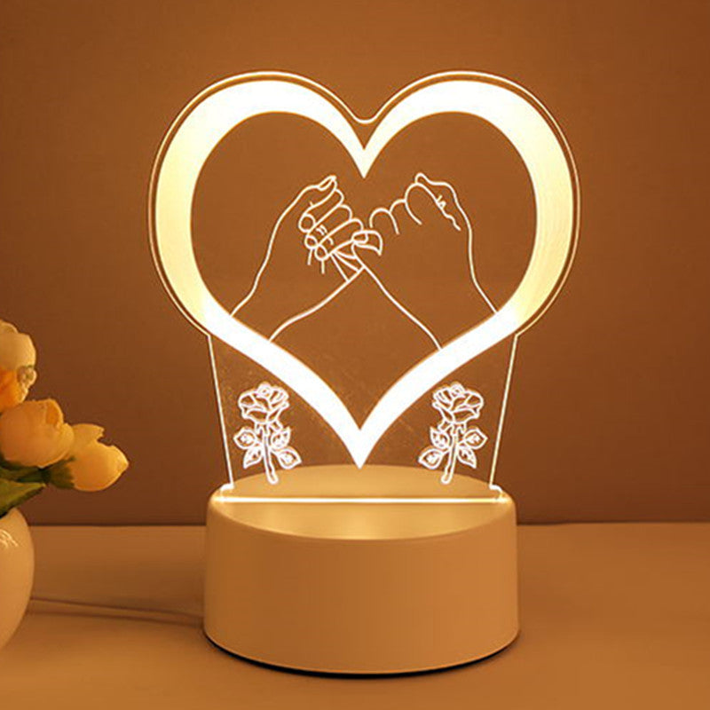 Valentines Day Gift 3D Acrylic Lamp USB LED Night Light Home Decorations