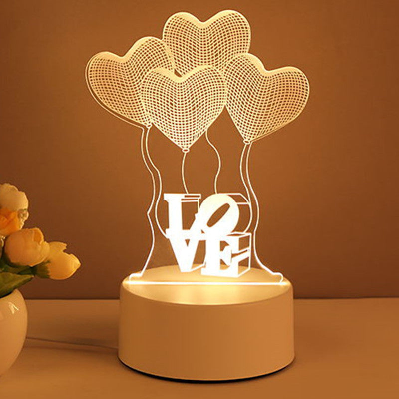 Valentines Day Gift 3D Acrylic Lamp USB LED Night Light Home Decorations