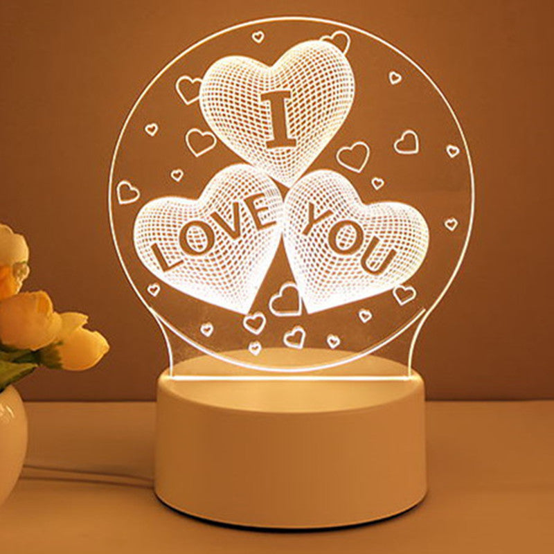 Valentines Day Gift 3D Acrylic Lamp USB LED Night Light Home Decorations
