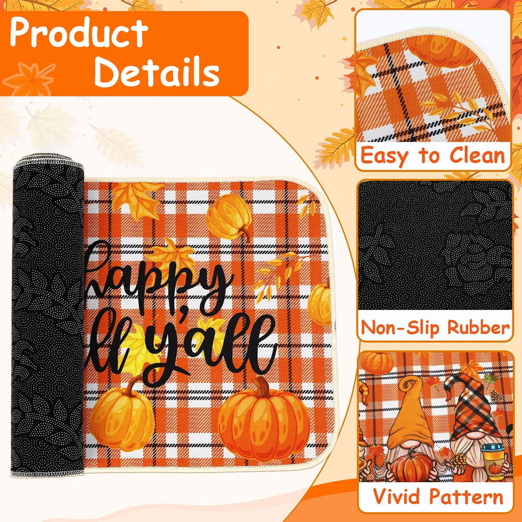 Fall Kitchen Mat Set Of 2, Autumn Kitchen Rugs Maple Leaves Thanksgiving Decor
