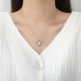 Zircon Double Heart-Shaped Necklace With Rhinestones For Women Valentine's Day