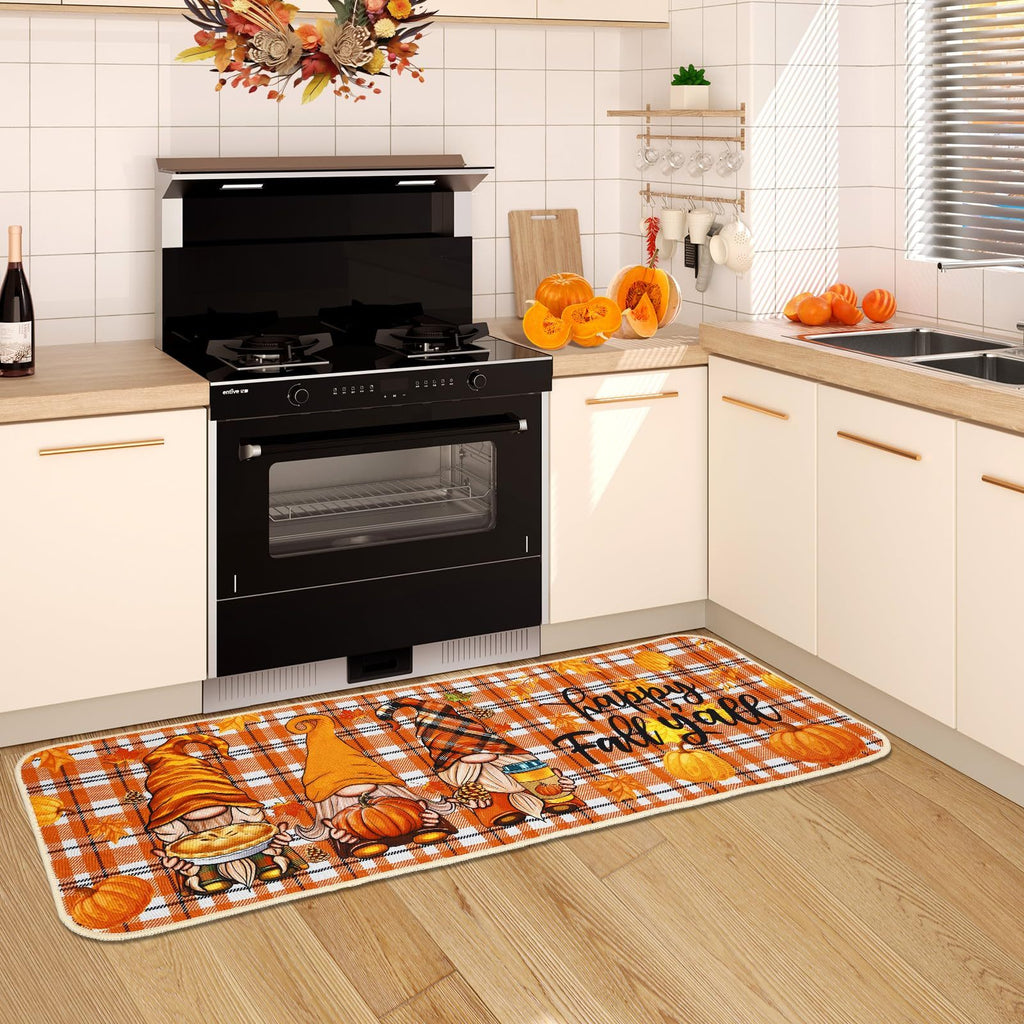 Fall Kitchen Mat Set Of 2, Autumn Kitchen Rugs Maple Leaves Thanksgiving Decor
