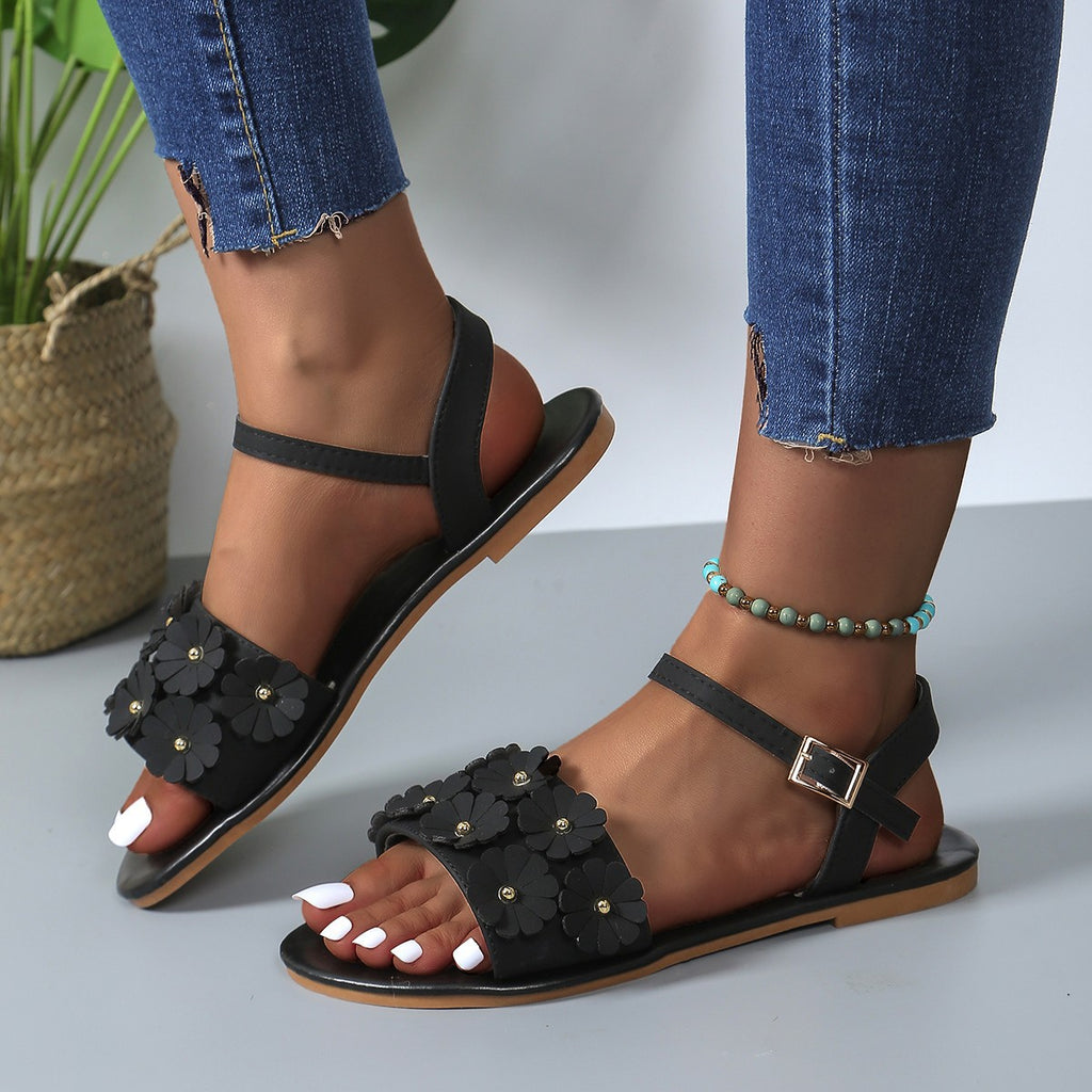 Spring Bohemian Flowers Sandals Casual Versatile Shoes For Women
