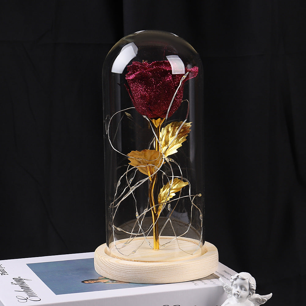 Valentines Day Gift For Girlfriend Eternal Rose LED Light In Glass Cover Decor Gift
