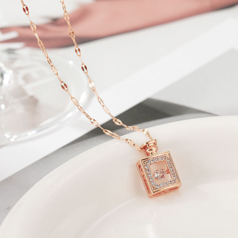 Valentines Day Gift Perfume Bottle Pendant Zircon Necklace