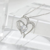 Zircon Double Heart-Shaped Necklace With Rhinestones For Women Valentine's Day