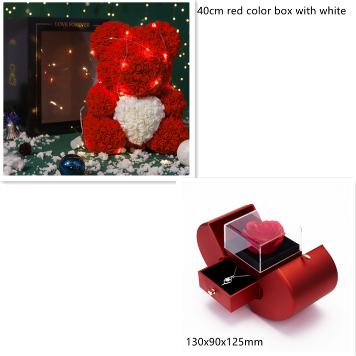 Valentine's Day Gift Big Eternal Rose Flower Handmade Teddy Bear