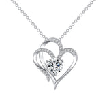 Zircon Double Heart-Shaped Necklace With Rhinestones For Women Valentine's Day