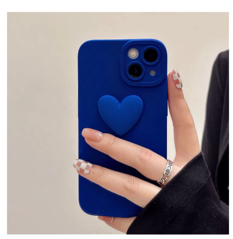New Silicone Blue Case with Heart Simple Mobile IPhone Case