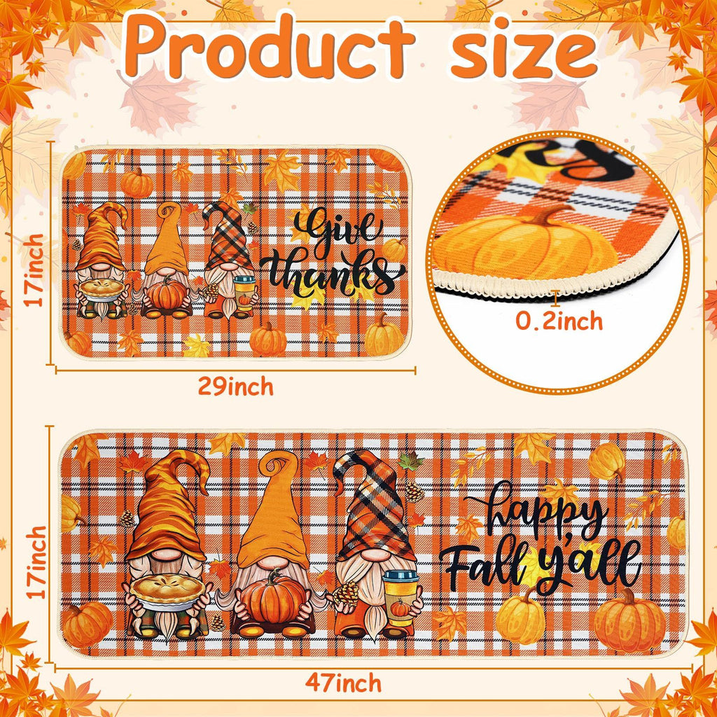 Fall Kitchen Mat Set Of 2, Autumn Kitchen Rugs Maple Leaves Thanksgiving Decor