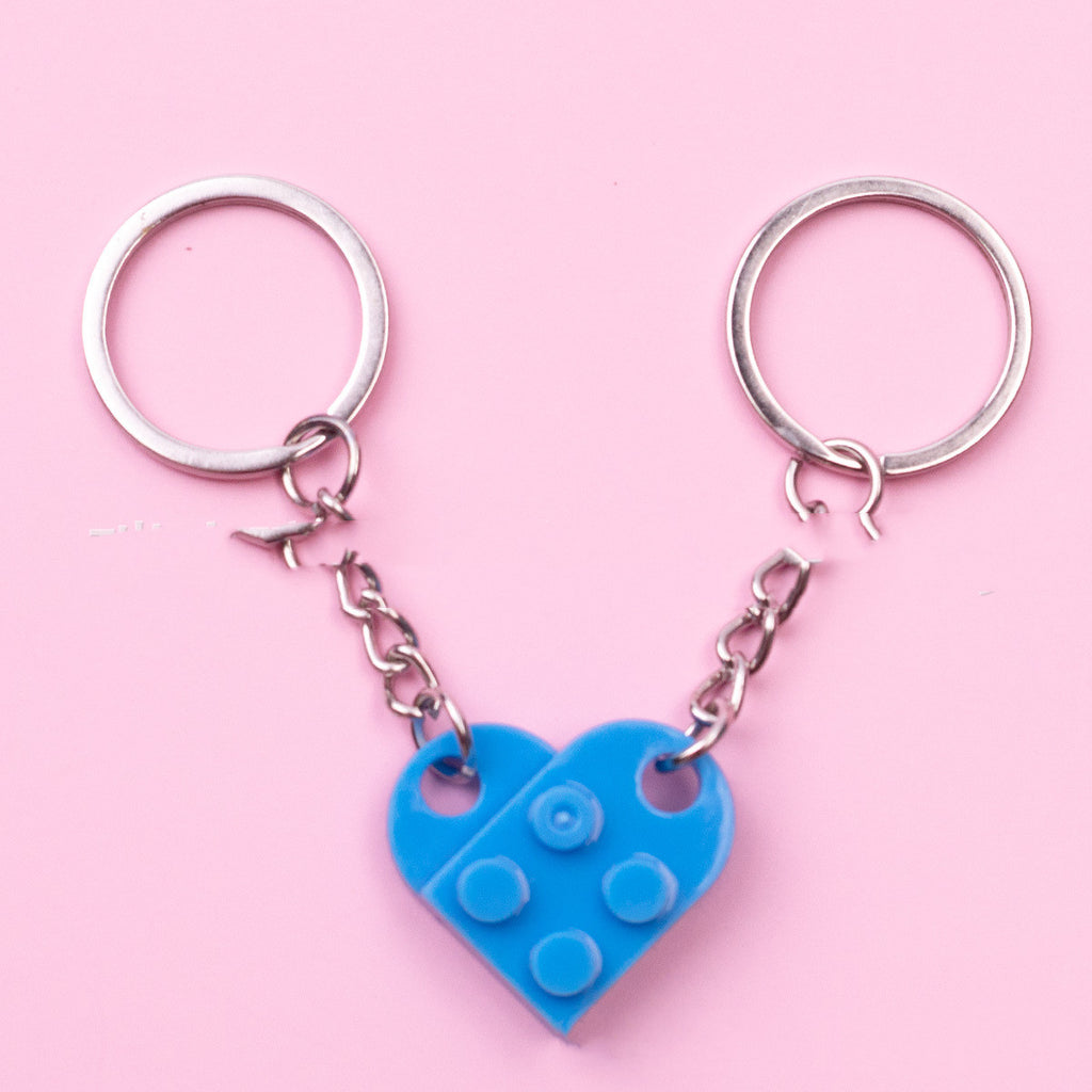 New Couples Heart Blocks Key Chain Valentines Day Gift