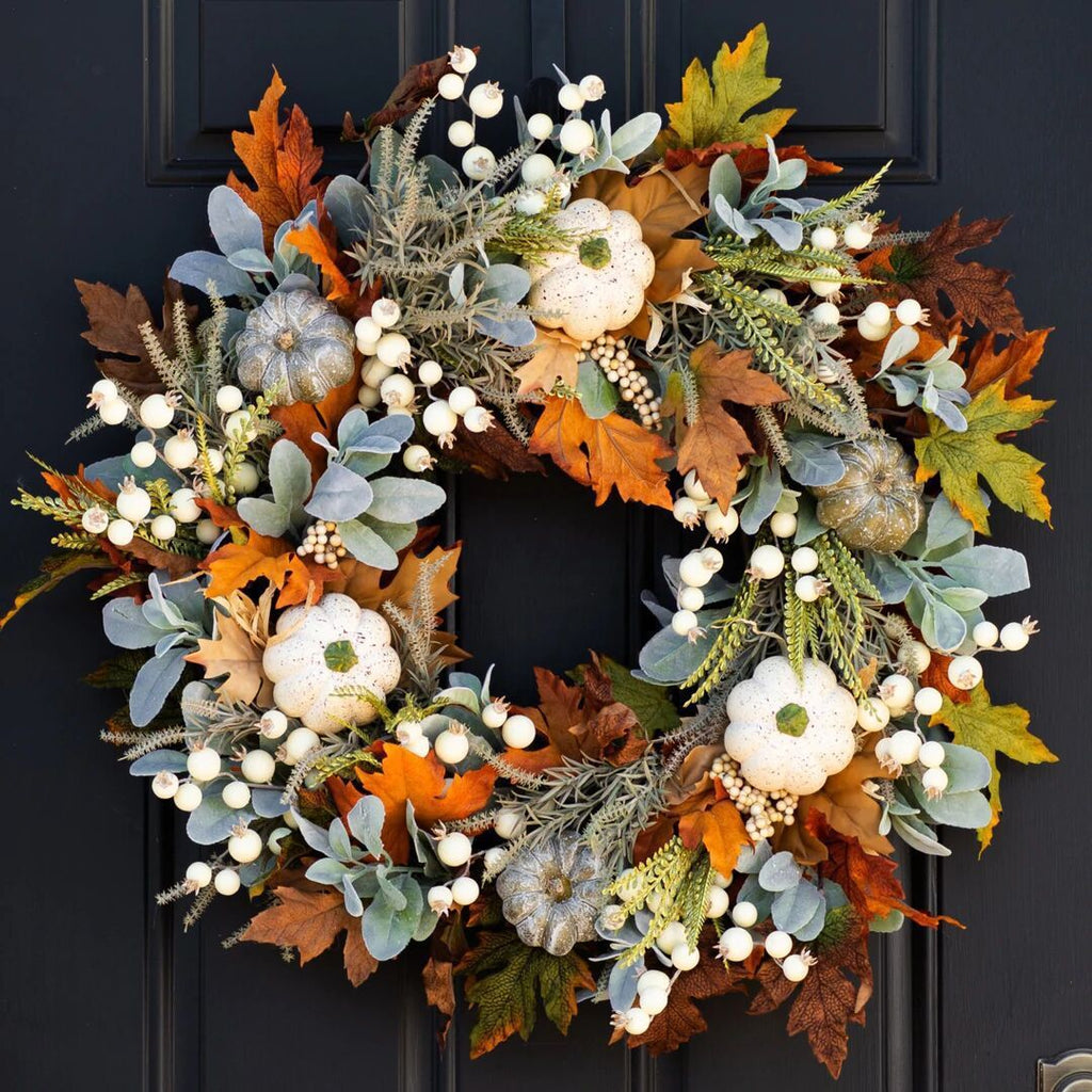 Halloween Thanksgiving Autumn Wreath Leaf Pumpkin Garland Props Home Decor