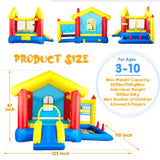 8 In 1 Inflatable Bounce House With Blower Basketball Hoop Ocean Balls Ring-toss Game Target And Sticky Ball Game For Kids