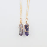 Geometric Hexagonal Column Quartz Pendant Natural Stone Crystal Necklace