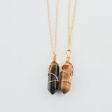 Geometric Hexagonal Column Quartz Pendant Natural Stone Crystal Necklace