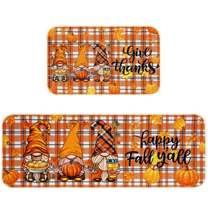 Fall Kitchen Mat Set Of 2, Autumn Kitchen Rugs Maple Leaves Thanksgiving Decor