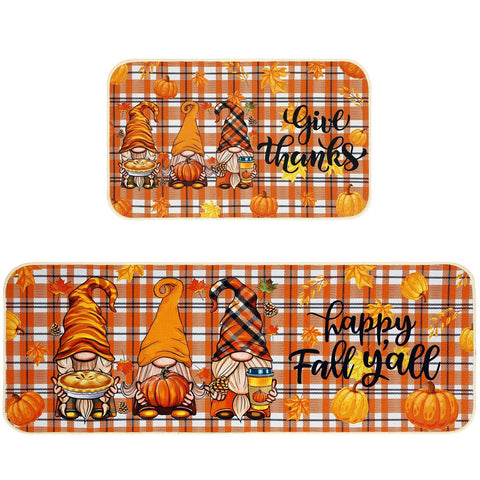 Fall Kitchen Mat Set Of 2, Autumn Kitchen Rugs Maple Leaves Thanksgiving Decor