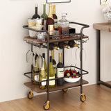 2 Tier Kicthen and Bar Dinner Service Cart With Wheels Home Use
