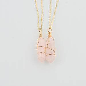 Geometric Hexagonal Column Quartz Pendant Natural Stone Crystal Necklace