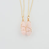 Geometric Hexagonal Column Quartz Pendant Natural Stone Crystal Necklace