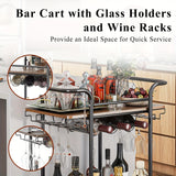 2 Tier Kicthen and Bar Dinner Service Cart With Wheels Home Use