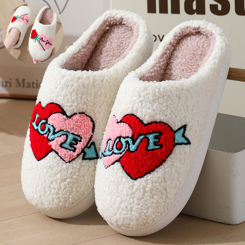 Valentine's Day Themed Women's Plush Slippers Fashion