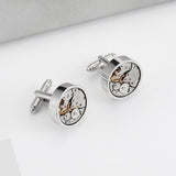 Mens Fashion Mechanical Watch Movement Cufflinks