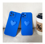 New Silicone Blue Case with Heart Simple Mobile IPhone Case