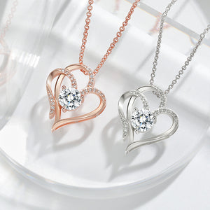 Zircon Double Heart-Shaped Necklace With Rhinestones For Women Valentine's Day
