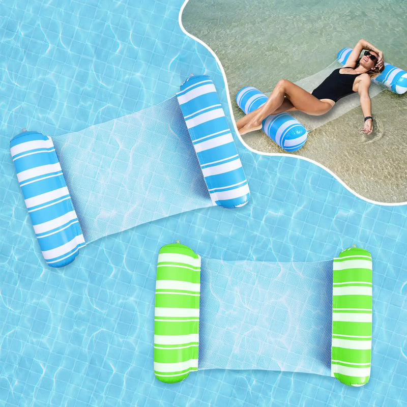 2 Pack Pool Float Adults 4-in-1 Water Hammock FloatSaddle DrifterLounger Inflatable Pool Floats for Swimming Pool Beach Hammock Pool Float