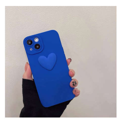 New Silicone Blue Case with Heart Simple Mobile IPhone Case