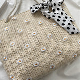 Ladies Fashion Simple Flower Woven Beach Bag