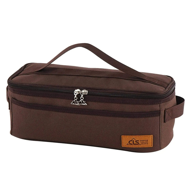 Camping Travel Cooking Utensils Organizer Travel Bag with Net Pockets Portable Pouch for BBQ Camp Cookware Kitchen Kit13x5.1x4.9inch (Oxford Cloth Nylon Metal)