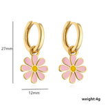Drop Oil Ornament Small Chrysanthemum Earrings and Necklace