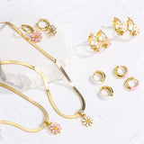 Drop Oil Ornament Small Chrysanthemum Earrings and Necklace
