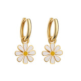 Drop Oil Ornament Small Chrysanthemum Earrings and Necklace