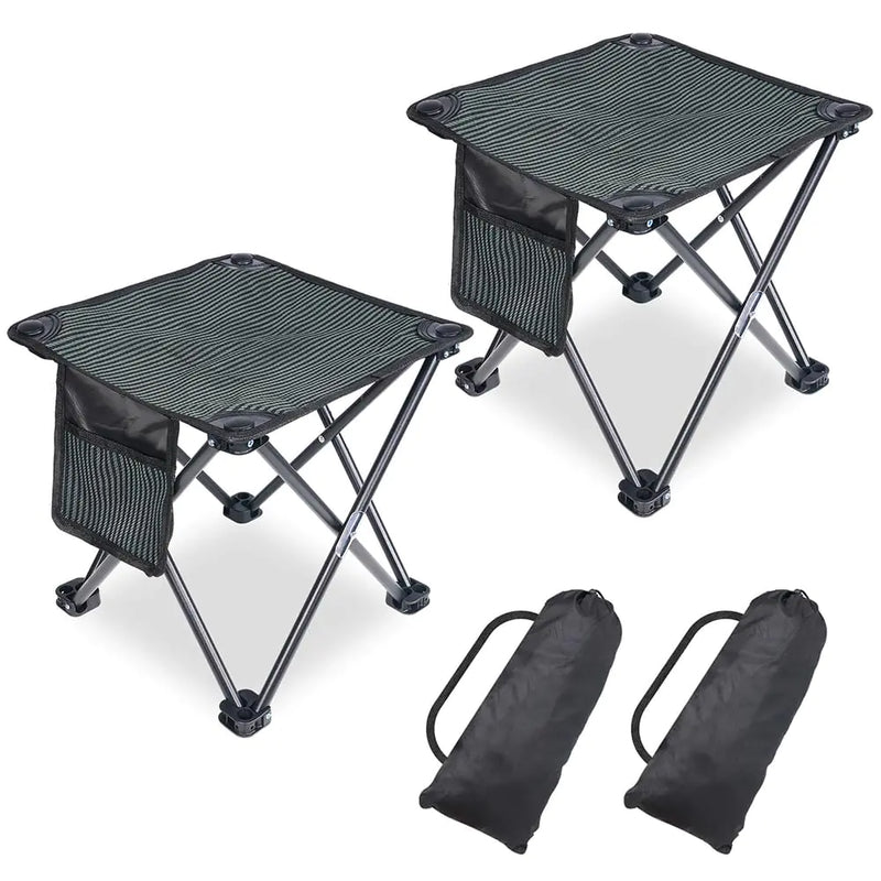 Tevaibo 2 Pack Camping Stool Portable 13.7 Inch Folding Stool for Outdoor Gardening Fishing BBQ Hiking with Carry Bag(400 LBS Capacity)