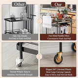 2 Tier Kicthen and Bar Dinner Service Cart With Wheels Home Use