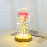 Valentines Day Gift For Girlfriend Eternal Rose LED Light In Glass Cover Decor Gift