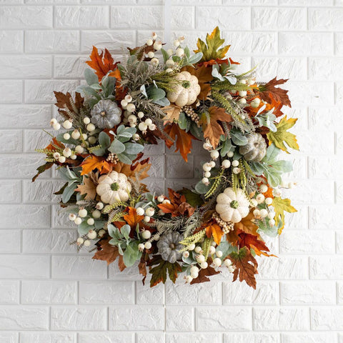 Halloween Thanksgiving Autumn Wreath Leaf Pumpkin Garland Props Home Decor