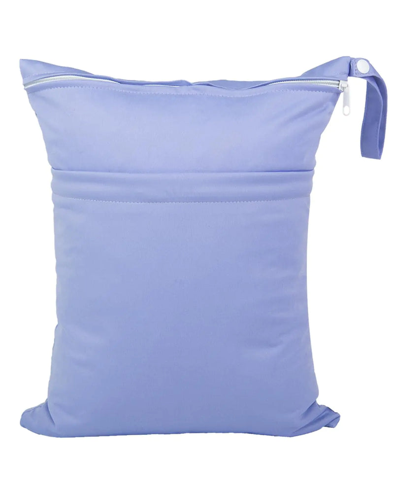 babeine Wet Dry Bag for Baby Cloth Diapers Waterproof Reusable with Two Zippered Pockets Travel Beach Pool Soiled Baby Items Yoga Gym Bag for Swimsuits or Wet Clothes (purple)